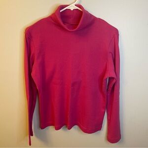 Christopher & Banks 100% Cotton Pink Turtleneck Long Sleeve Top Large